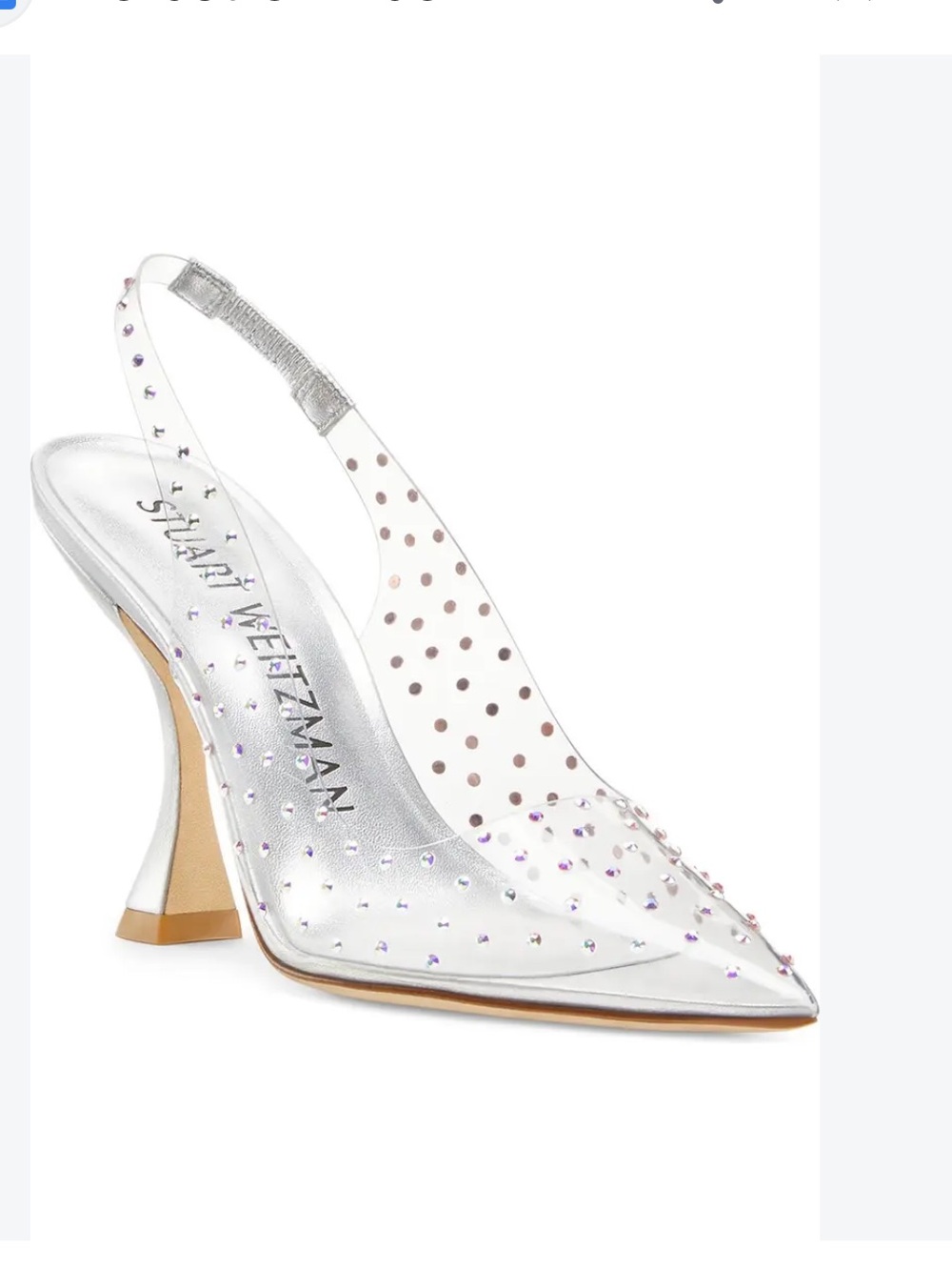 Stuart Weitzman Silver Crystal-Embellished Slingback Pump